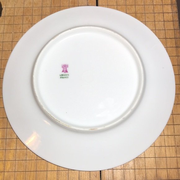 Limoges, France Plate 8.5”D Pink White Yellow Roses Gold Brushed Rim - Picture 11 of 11